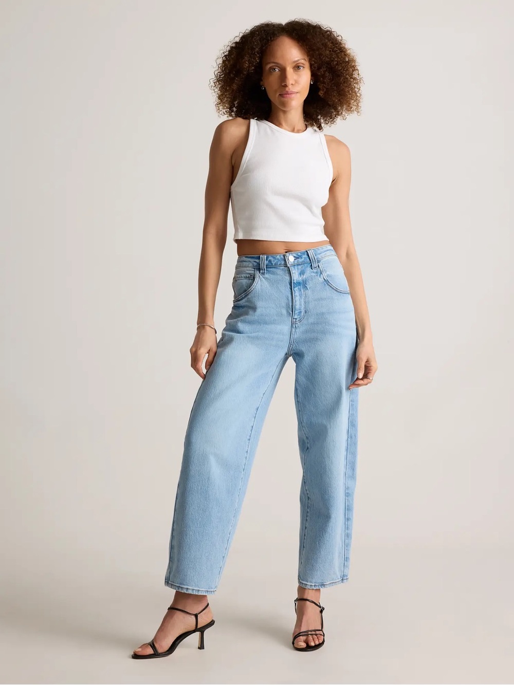 Quince Light Wash High-Rise Straight Jeans